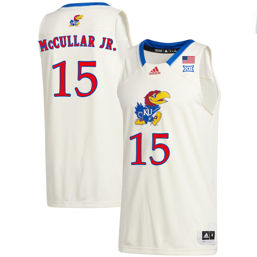 Men #15 Kevin McCullar Jr. Kansas Jayhawks College Basketball Jerseys Stitched Sale-Cream